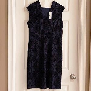 NEW! Navy & Black Glitter, Sheath Dress 7th Avenue